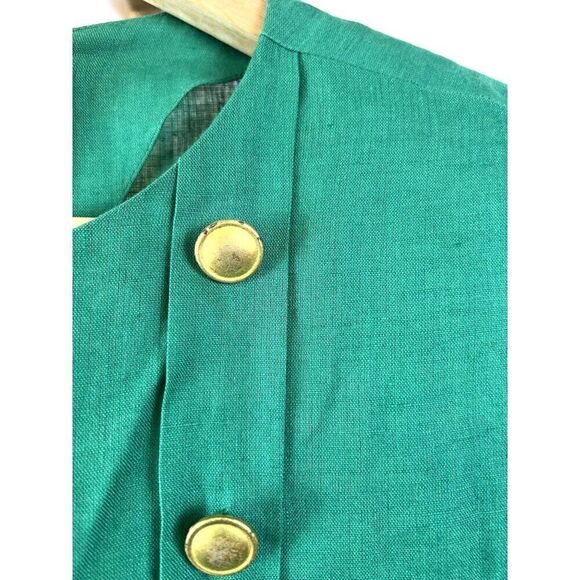 Vintage Carlisle 100% Linen Short Sleeve Blouse w/ Build in Shoulder Pads Sz 6 - Picture 4 of 9